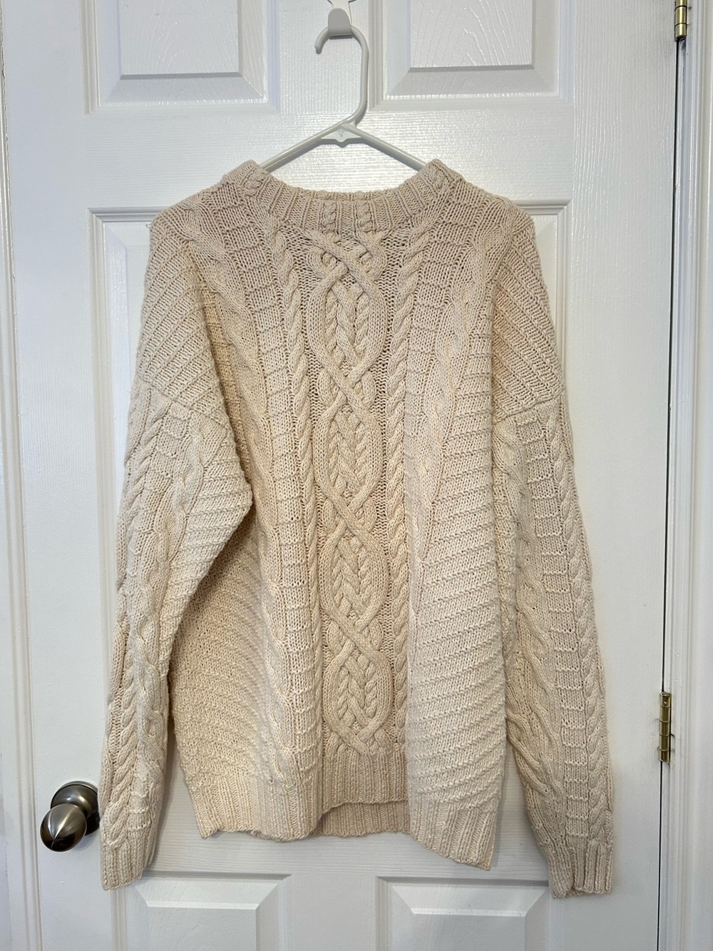 Vintage Canary Island Cable Knit Cotton Fisherman Sweater Size Medium